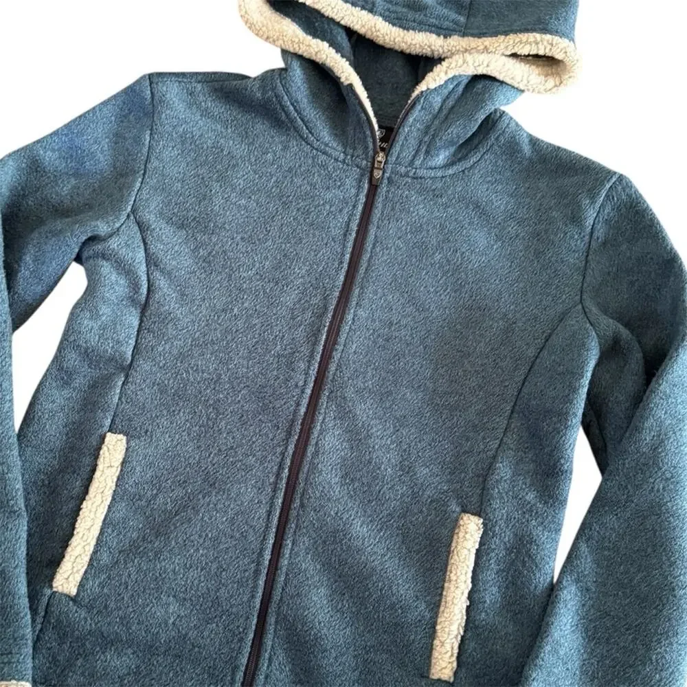Kuhl Girls Apres Hooded Fleece Jacket Cozy Storm Blue Size L (12)